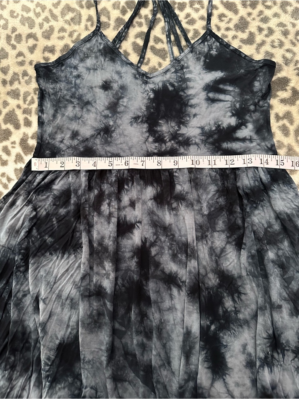 American Eagle Soft & Sexy Tie Dye Strappy Sun Dress in Black Blue Size Medium - Picture 16 of 17